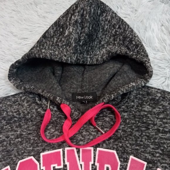 New Look Womens Hoodie Sweatshirt Gray Pink M‎ Legendary Marled Pockets - Picture 5 of 12